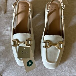 A New Day Women's Cream Loafers with Gold Accent